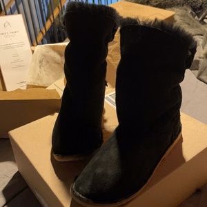 Beek-suede/genuine shearling/wool lining boots. Hand-made quality foot wear.